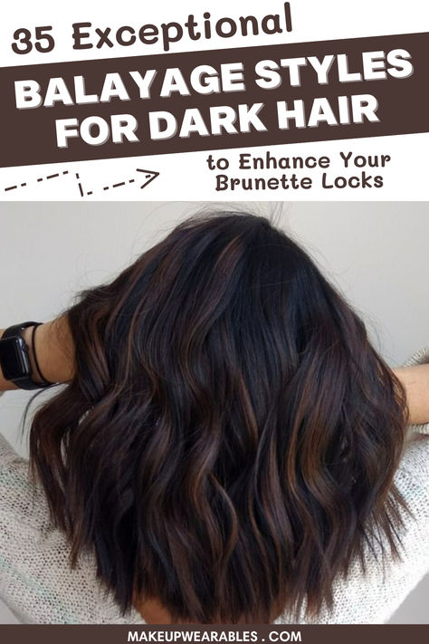 Balayage Dark Hair Two Shades Of Brown Hair, Fall Dark Hair Inspiration, Black Hair With Fair Skin, Dark Brown Hair With Dark Balayage, Dark Hair To Brown Hair, Dark Hair With Chocolate Balayage, Hair Color Ideas For Black Brown Hair, Balayage Ends Only, Dark Brown Fall Hair Balayage