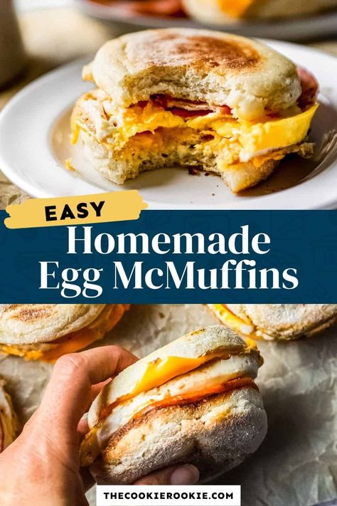 Freezer Egg Mcmuffin, Egg Mc Muffins Homemade, Mc Muffin Breakfast Sandwiches, Egg Mcmuffin Recipe Freezer, Mc Muffin, Egg Mcmuffin Recipe, Christmas Morning Recipes, Weekend Baking, Delicious Breakfast Casserole