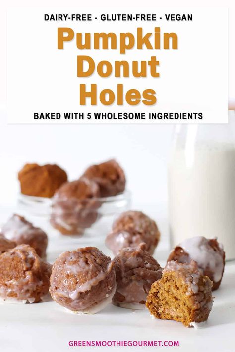 Healthy baked pumpkin donut holes baked in a muffin pan, soft and lower in calories with no oil. Dairy free, gluten free, full of fall baking spices! Healthy Pumpkin Doughnut Recipe, Gluten Free Donuts Baked Healthy, Gluten Free Pumpkin Donuts Baked, Pumpkin Donuts Gluten Free, Healthy Pumpkin Donut Holes, Healthy Pumpkin Donuts Baked, Gluten Free Pumpkin Donut Holes, Pumpkin Donut Holes Baked, Healthy Donut Holes