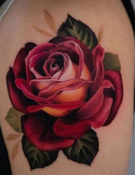 July Birth Flower Tattoo, Music Symbol Tattoo, Roses Tattoos, Single Rose Tattoos, Red Tattoo Ideas, Red Ink Tattoo, July Birth Flower, Color Roses, June Birth Flower