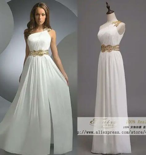 Dress For Evening Party, Greek Wedding Dresses, White Prom Dress Long, Greek Dress, Dress For Evening, Beading Designs, Grecian Style, 파티 드레스, Pretty Prom Dresses