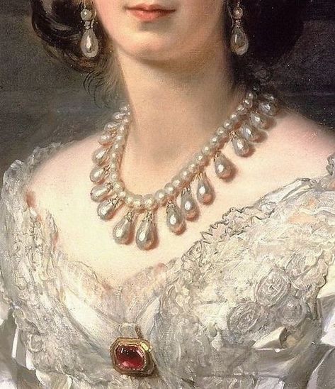 Franz Xavier Winterhalter, Images Terrifiantes, Wearing Pearls, Royal Core, Rennaissance Art, Princess Aesthetic, Royal Jewels, Victorian Art, Old Paintings