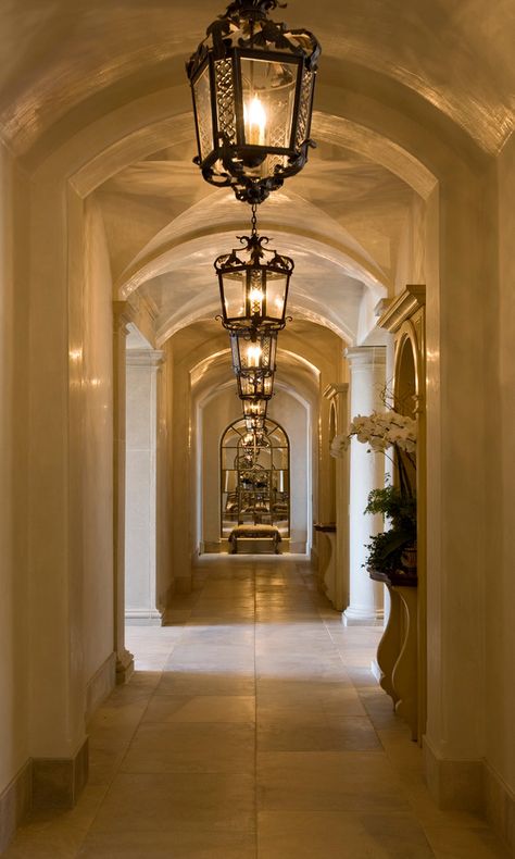 Bel Air Residence - Mediterranean - Hall - Other - by Harrison Design | Houzz Mediterranean Foyer, Mediterranean Hallway, French Mediterranean Home, Foyer Ideas Entryway, Apartment Entryway, Harrison Design, Diy Entryway, Spanish Style Home, Entry Hallway