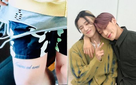 ATEEZ's Wooyoung and San reportedly got matching tattoos celebrating their friendship San And Wooyoung Ateez Tattoo, San And Wooyoung Matching Tattoos, San And Wooyoung Tattoo, Woosan Matching Tattoos, Ateez Wooyoung Tattoo, Choi San Tattoo, Woosan Tattoo, Wooyoung Tattoo, San Tattoo