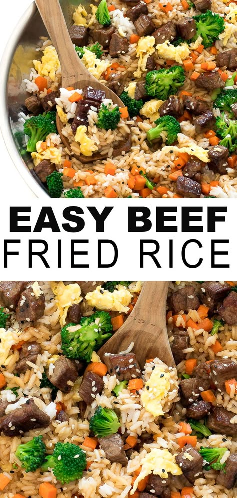 Beef Rice Stir Fry, Easy Beef Fried Rice, Beef Stir Fry With Rice, Beef Stir Fried Rice, Fried Rice With Beef Recipe, Beef And Fried Rice, Fried Rice With Beef, Steak Stir Fry Recipes Easy With Rice, Steak Fried Rice Recipe Easy