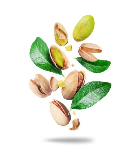 Crushed pistachios with leaves in the air close up isolated on a white background stock images Crushed Pistachios, Vector Girl, Package Design, Pistachio, Cropped Hoodie, Nuts, White Background, Close Up, Photo Image