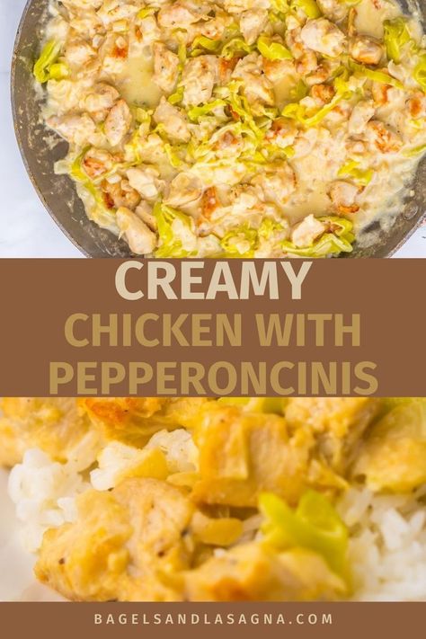 Some people call this dish Mississippi chicken for the use of heavy cream and the spicy pepperoncini peppers. Either way you get a creamy chicken dinner cooked in one skillet. Chicken And Heavy Cream Recipes Dinners, Chicken And Pepperocini Recipes, Creamy Pepperoncini Chicken, Banana Pepper Chicken, Prego Sauce Recipe, Pepperoncini Chicken, Creamy Chicken Dinner, Heavy Cream Recipes, Pepperoni Chicken