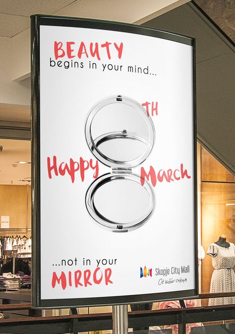 Poster (concept) design for a shopping mall - 8th March/woman's day 8th Of March Poster, 8 March Poster Design, Women's Day Creative Ads, 8 March Gift Ideas, Poster Concept Design, Graphic Design Portfolio Book, March Gifts, Women's Day 8 March, 8th March