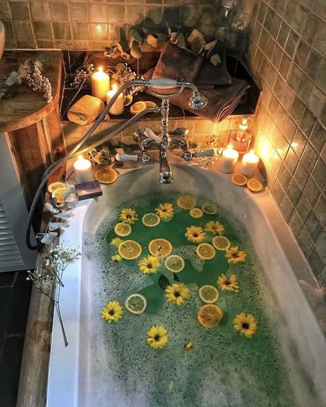 Into the Woods Bathtub Aesthetic, Bath Goals, Spiritual Baths, Cozy Bath, Aesthetic Bath, Bath Aesthetic, Spiritual Bath, Dream Bath, Flower Bath