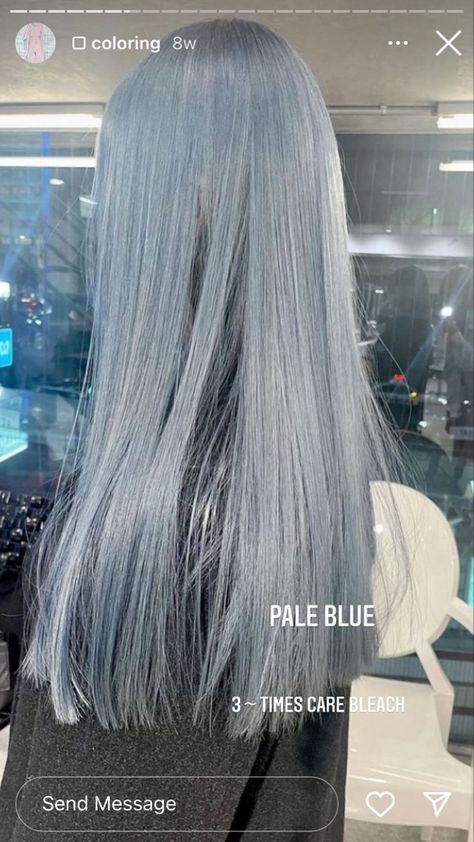 Ashy Blue Hair, Gray Blue Hair, Blue Silver Hair, Silver Hair Ideas, Fire Hair Color, Icy Blue Hair, New Hair Color Ideas, Blue Grey Hair, Pastel Blue Hair