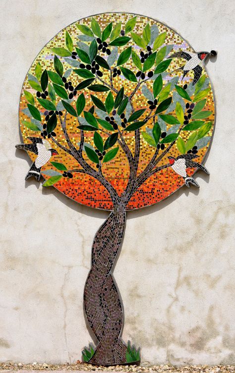 Tree Mosaic, Mosaic Tile Art, Metal Tree Wall Art, Mosaic Garden, Mosaic Wall Art, Mosaic Projects, Mosaic Designs, Mosaic Wall, Tile Art