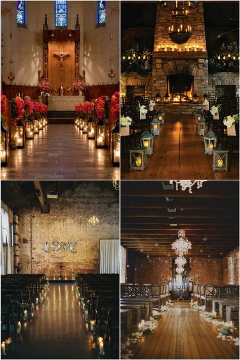 romantic indoor wedding ceremony with candles Small Wedding Ceremony Indoor, Wedding Aisle Decorations Indoor, Fireplace Wedding Ceremony, Church Wedding Decorations Aisle, Ceremony Decorations Indoor, Ceremony Decorations Church, Wedding Ceremony Decorations Indoor, Wedding Ceremony Decorations Church, Aisle Candles