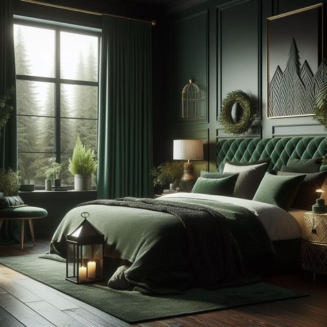 15 Elegant Dark Green Bedroom Ideas for Tranquility — Lord Decor Dark Green Bedroom, Green Room Ideas, Dark Green Rooms, Green Bedroom Walls, Moody Bedroom Ideas, Design Bedroom Ideas, Moody Design, Green Bedroom Decor, Green Bedroom Ideas