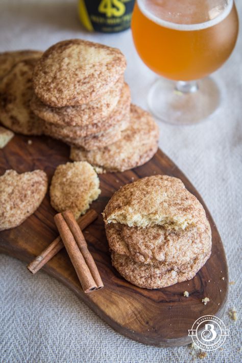 Beer + Snickerdoodles = Snickerbrewdles - The Beeroness Beer Cookies Recipes, Beer Dessert Recipes, Brewery Desserts, Blondie Ideas, Beer Desserts, Baking With Beer, Beer Dessert, Beer Cookies, Beer Recipe