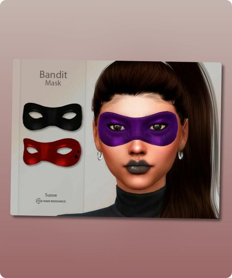 Sims 4 Bandit Mask Mesh (Suzue) 8 Swatches For Female and Male HQ Compatible Revision: 2 Filesize: 223 KB Recoloring Allowed: Yes – Do not include mesh Polycount LOD 0 (highest): 1304 Polycount LOD 1: 1006 Polycount LOD 2: 768 Polycount LOD 3 (lowest): 554 Author: Suzue #sims4cc #sims4 #accessories #glasses #gaming #sims Sims 4 Mask Cc, Sims4 Accessories, Robber Mask, Mod Jacket, Sims 4 Cc Download, Superhero Masks, Rimless Glasses, Best Sims, Masquerade Mask