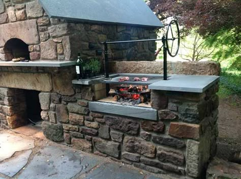 01-awesome-outdoor-oven-and-fireplace-HDI Pit Bbq, Wood Grill, Outdoor Kitchen Countertops, Build Outdoor Kitchen, Outdoor Kitchen Appliances, Kitchen Grill, Outdoor Oven, Backyard Kitchen, Outdoor Kitchen Grill