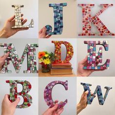 Mosaic letters - Mosaic Mosaic Lettering, Mosaic Sign, Handmade Letters, Mosaic Letters, Mosaic Art Projects, Luna Moon, Mosaic Artwork, Bespoke Gifts, Alphabet Letters