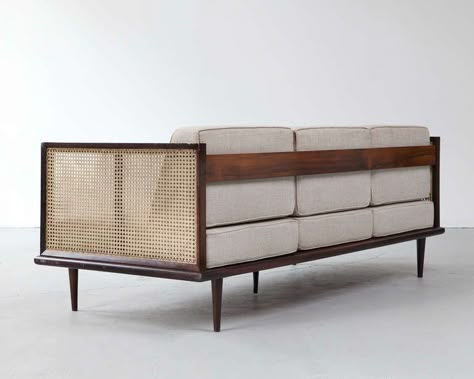 Sofa by Martin Eisler | From a unique collection of antique and modern sofas at https://www.1stdibs.com/furniture/seating/sofas/ Cane Sofa, Sofa Santai, Cane Furniture, Wooden Sofa Set, Modern Sofas, Rattan Sofa, Accra, Furniture Details, Rattan Furniture