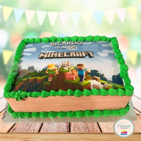 Cuadro minecraft Minecraft Bday Cake, Candy Minecraft, Minecraft Cake Ideas, Minecraft Pasta, Pastel Minecraft, Minecraft Cake Designs, Minecraft Party Decorations, Football Birthday Cake, Minecraft Birthday Cake