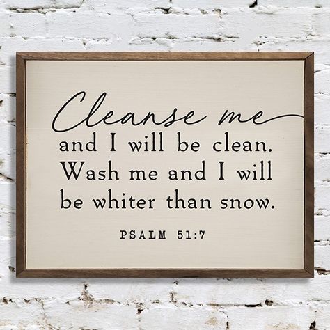 Guest Washroom, Rustic Farmhouse Wall Decor, Be Clean, Simple Frame, Cleanse Me, Bible Love, Biblical Verses, Booth Ideas, Farm Decor