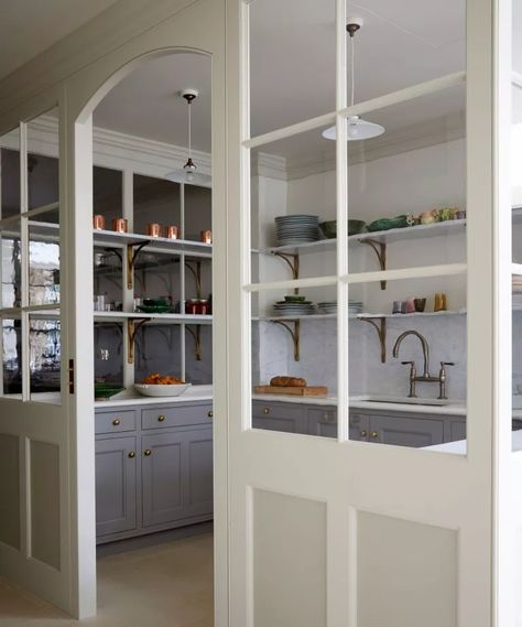 Glass partition walls: how to replace internal walls | Homes & Gardens Glass Partition Wall, English Kitchens, Interior Windows, Butlers Pantry, Glass Partition, English Country House, Butler's Pantry, Partition Wall, Pantry Design