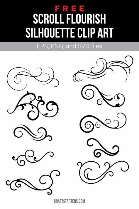 Scroll Designs Templates Swirls, Gold Scroll Design, Swirl Svg Free, Free Flourish Svg Files For Cricut, Scroll Templates Printables, Free Flourish Svg, Scroll Patterns Free, Flourish Svg Free, Scroll Design Templates