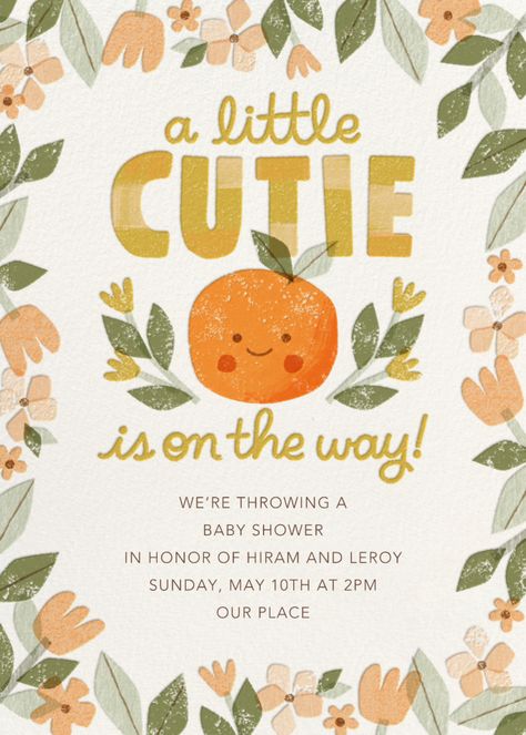 Whether it's a girl, a boy, or a surprise, find customizable baby shower invitations you can send via email, text message, or shareable link. Add registry links and track adult vs kid RSVPs, too. Bos Baby, Cutie Is On The Way, Online Baby Shower Invites, Online Baby Shower, Orange Baby Shower, Belated Birthday Card, Kids Birthday Themes, Orange Baby, Paperless Post