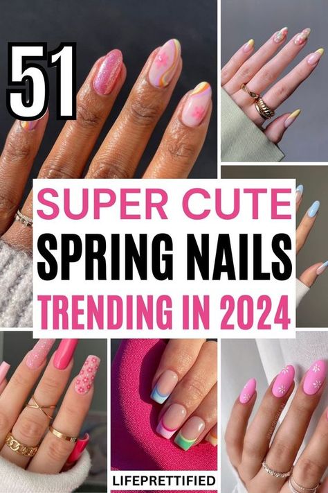 The Cutest Spring Nail Ideas You’ll Want To Copy in 2024 Nails Short Spring, Spring Nails Square, Spring Gel Nails Ideas, Spring Nails Short, Spring Nails Inspiration, Ongles Gel French, Spring Nails 2020, Spring Nail Ideas, Spring Break Nails