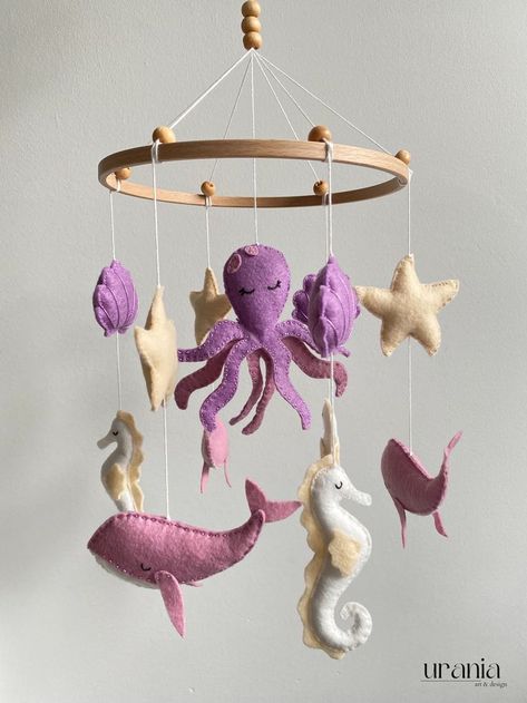 Crib Mobile Girl, Felt Mobile, Nursery Mobile, Crib Mobile, Baby Makes, Air Balloon, Starfish, Sea Creatures, Cribs