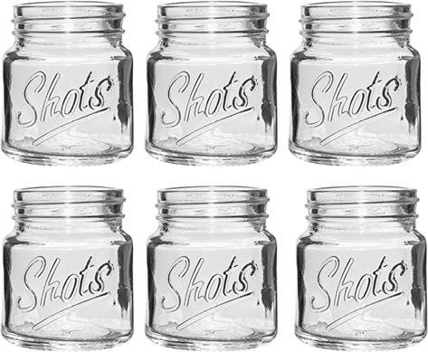 Amazon.com | Home Essentials 4581 Basic Shot Glass, Set of 6, 2.5 Oz: Shot Glasses Mason Jars For Drinking Glasses, Jar Cocktail Gifts, 1920s Party Theme, Shot Glass Ideas, Southern Fall Wedding, Mason Jar Cocktail Gifts, Mason Jar Drinking Glasses, Mancave Bar, Camp Party