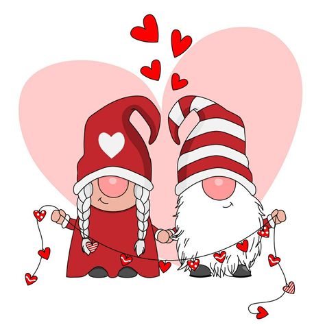 Balloons Illustration, Hands Vector, Gnome Couple, Love Gnome, Cartoon Designs, Girl Gnome, Hello December, Valentine Crafts For Kids, Valentines Art