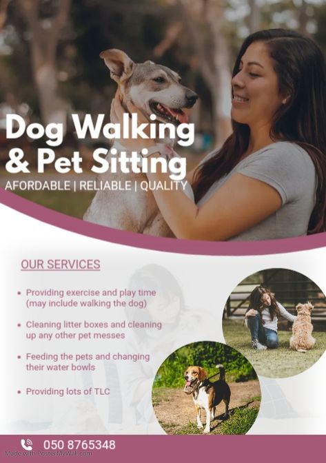 Pet Sitter Flyer, Pet Sitting Flyer Ideas, Pet Sitting Flyer, Dog Walking Flyer, Dog Sitting Business, Kids Social Media, Pet Sitting Business, Pet Sitting Services, Pet Boarding