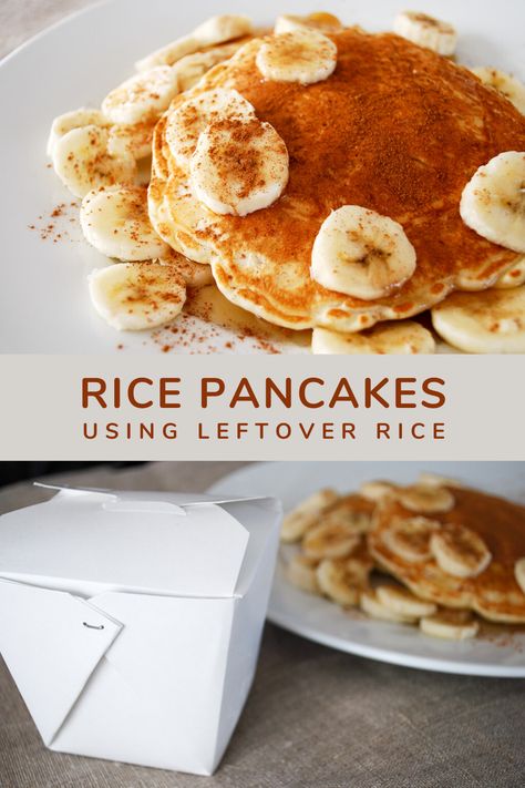 How to use leftover rice - make this yummy rice pancakes recipe! This is my Grandma Beulah's original recipe for how to use leftover rice. Easy breakfast recipe idea for kids and adults! Uses 1 cup leftover rice. #rice #pancakes #recipe #breakfast Leftover Rice Recipes Sweet, Rice Pancakes Leftover, Leftover Rice Dinner, Cream Of Rice Pancakes, Leftover Rice Dessert, Rice Leftovers Ideas, Leftover Rice Breakfast, Rice Snack Recipes, Leftover Rice Breakfast Recipes