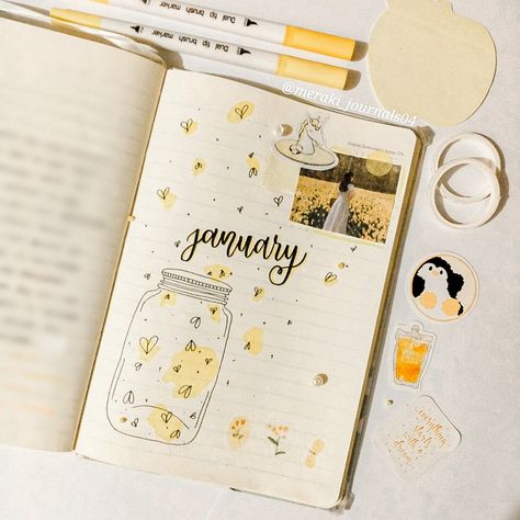 #bujo #bujos #bujoinspiration #bujoideas #bujospread #bujospreads #bulletjournaling #yellowspread #january #yellow Yellow Theme Journal, Bujo 2023, January Bullet Journal, Bullet Journal Cover Page, Yellow Theme, Bullet Journal Themes, Journal Themes, Journal Covers, Golden Color