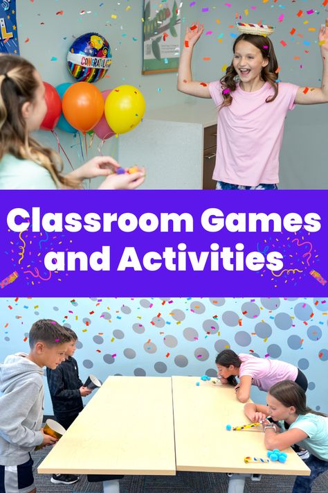 Are you looking for unique fun ways to take breaks in the classroom? Check out our list of fun games and activities that kids will love! Brain breaks and taking time to play team and group activities in the classroom are a great way for students to bond and enjoy the time spent in the classroom. These games are great for parties or as a much earned reward 🎉. Fun Classroom Games, Classroom Party Games, Large Group Games, 2nd Grade Classroom, Classroom Games, Group Games, Brain Breaks, Group Activities, Games And Activities