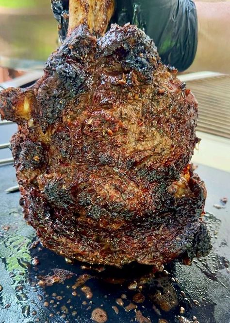 Rotisserie Prime Rib Recipe | GrillinFools Rotisserie Prime Rib, Grilled Prime Rib, Bbq Smoker Recipes, Grilling Ideas, Standing Rib Roast, Rib Recipe, Rotisserie Grill, Prime Rib Recipe, Prime Rib Roast