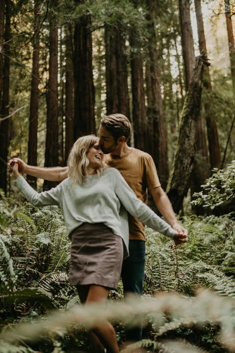 Forest Photo Shoot Couples, Couples Photoshoot Poses Woods, Couple In The Woods Photography, Moody Engagement Shoot Woods, Engagement Pics With Trees, Couples Photo Shoot In The Woods, Couples Forrest Photoshoot, Hoyt Arboretum Engagement, Woodland Photoshoot Ideas