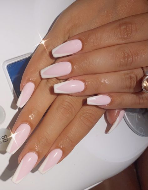 #vfrenchnails #reverseV #frenchtips #pinkfrenchtip #pink #nails #manicure #overlay #naturalnails #gelnails #frenchmanicurenails #gorgeous #classwithedge Pink Nails Manicure, V French Tip, No Chip Manicure, Pink French Nails, Pink French, Nails Manicure, Elegant Nails, Nude Color, French Nails