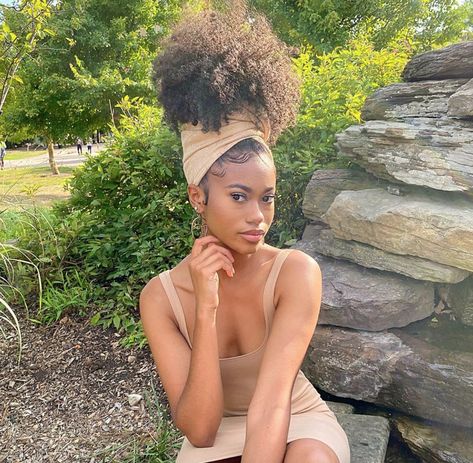 Easy Natural Hairstyles, Medium Natural Hair Styles, High Puff, Natural Hair Moisturizer, Cute Natural Hairstyles, Hair Puff, Head Wrap Styles, Hair Scarf Styles, Afro Puff