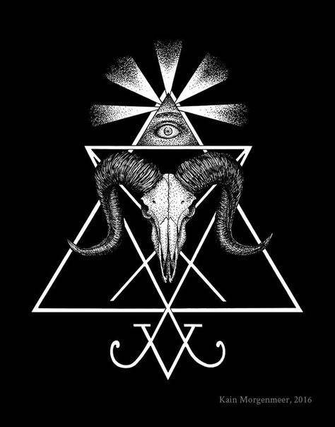 Alfabeto Viking, Pentagram Tattoo, Satanic Tattoos, Goat Skull, Bd Art, Ram Skull, Occult Symbols, Esoteric Art, Occult Art