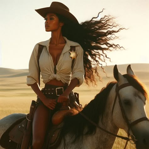 Cowboy Aesthetic Women, Black Cowboy Photoshoot, Cowboy Photoshoot, Cowboy Shooting, Modern Pin Up Style, Horse Shoot, Black Women Aesthetic, Cowgirl Photoshoot, Cowgirl Era