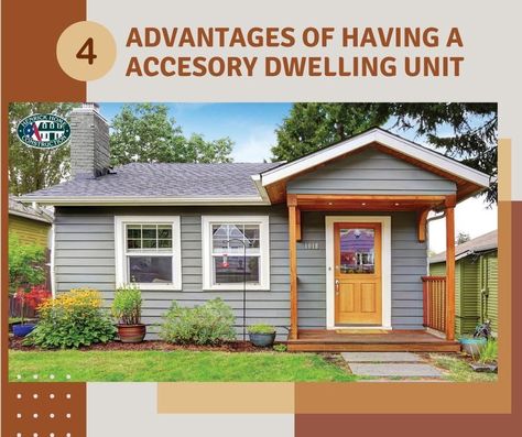 An accessory dwelling unit (ADU) is a detached structure that adds living space, kitchen, bathroom, and bedroom to the main home as a standalone unit. https://www.henrickhomeconstruction.com/post/4-advantages-of-having-a-accesory-dwelling-unit Backyard Cottage, Space Kitchen, Accessory Dwelling Unit, Guest Houses, Unit Plan, Rental Income, Cozy Cottage, Construction Company, Home Construction