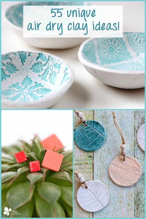 Here are 55 fabulous air dry clay ideas to get inspired by. These detailed tutorials will have you making awesome clay projects in no time. Make jewelry, candles, planters and other types of home decor. These make the perfect handmade gifts! #artsyprettyplants #clayideas #airhardeningclay #homemadegifts #diygifts #giftideas Clay Ideas Easy, Dry Clay Ideas, Air Dry Clay Ideas, Yarn Ring, Hydro Dipping, Diy Air Dry Clay, Pot Crafts, Candles Scented, Air Dry Clay Projects