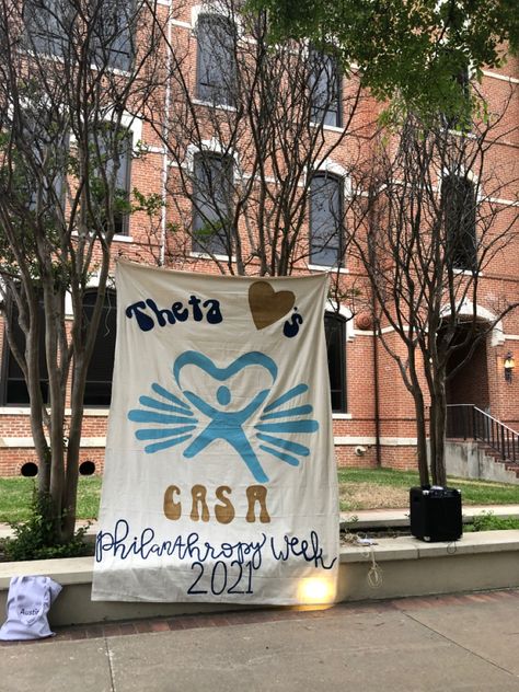 Philanthropy Banner Sorority, Philanthropy Banner, Sorority Banner Ideas, Sorority Philanthropy, Sorority Banner, Banner Ideas, Paint Party, Sorority, Banners