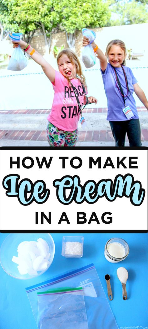 Ziplock Ice Cream, Simple Ice Cream, Ice Cream In A Bag, Icecream In A Bag, Easy Homemade Ice Cream, Making Homemade Ice Cream, Fun Summer Activities, Cream Bags, Summer Crafts For Kids