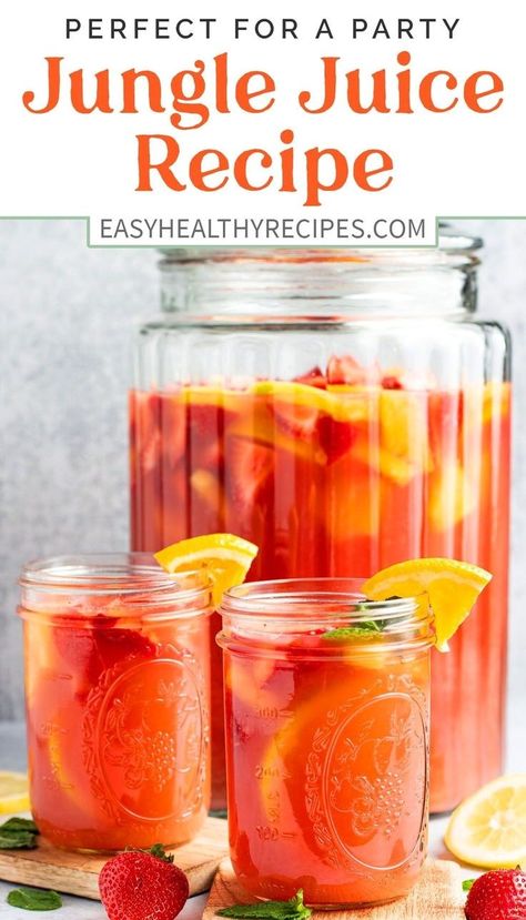 Easy Jungle Juice Recipe, Simple Punch Recipe, Alcoholic Jungle Juice, Easy Jungle Juice, Easy Party Food Recipes, Jungle Juice Recipe, Alcoholic Punch Recipes, Easy Punch Recipes, Fruit Recipes Healthy