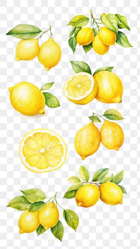 Lemon Collage Art, Lemon Vector, Lemon Png, Lemon Illustration, Sliced Lemon, Cookie Clipart, Watercolor Lemon, Lemon Watercolor, Crinkle Cookies