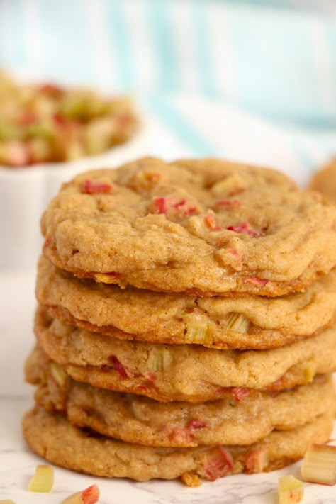 Rhubarb Cookies - Kitchen Divas Rhubarb Desserts Recipes, Rhubarb Galette, Rhubarb Oatmeal, Rhubarb Dessert, Rhubarb Cookies, Rhubarb Coffee Cakes, Mary Berry Recipe, Rhubarb Desserts, Rhubarb Cake