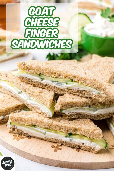 Cucumber Goat Cheese, Cucumber Sandwiches Recipes, Cucumber Appetizers, Tea Sandwiches Recipes, Viral Recipes, Fancy Appetizers, Cucumber Sandwiches, Finger Sandwiches, Sandwiches For Lunch