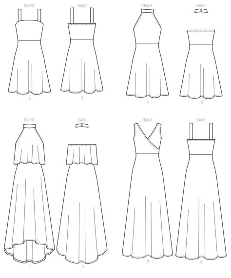 McCall's 7593 Misses' Sleeveless Pullover Dresses with Neckline, Bodice, and Length Variations Dress For Drawing, How To Draw Dresses, How To Draw A Dress, Top Sketches, Fashion Drawing Sketches, Clothing Sketches, Fashion Drawing Tutorial, Dress Design Drawing, Fashion Design Sketchbook